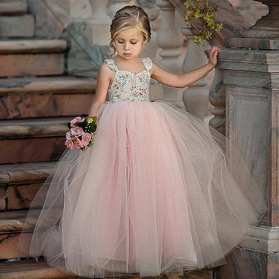 Robe rose petite fille mariage 